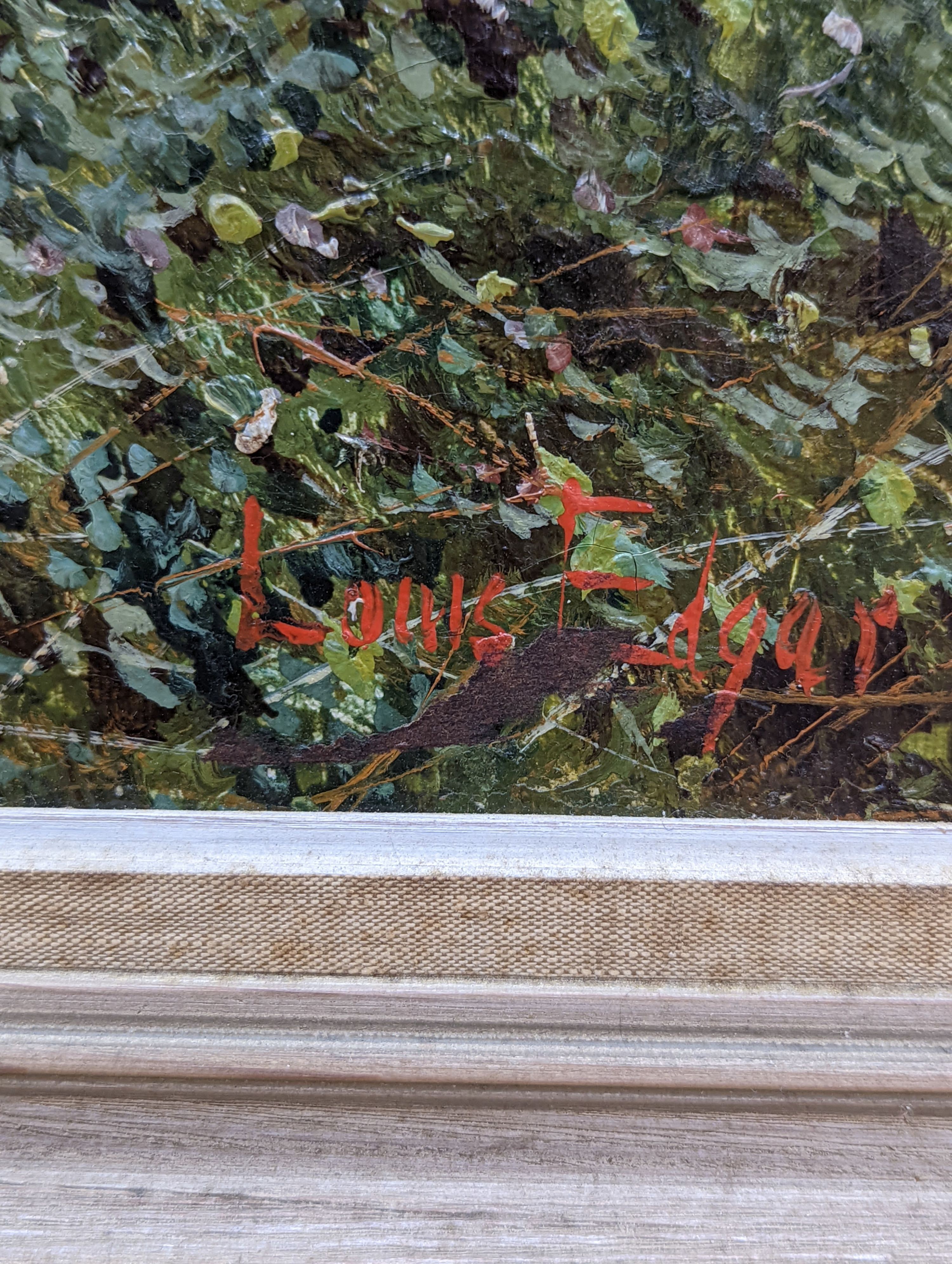 Louis Edgar, pair of oils on canvas, Rustic scenes with children and Faggot gatherer on lanes, signed, one dated 1898, 60 x 50cm